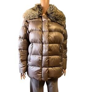Lauren Ralph Lauren Faux Fur Down Puffer Coat S Cayfrutray Truffle Luxe Mob Wife